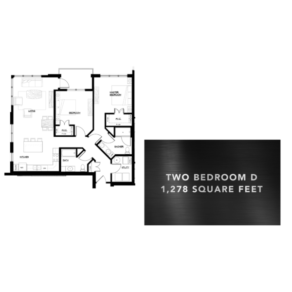 Two Bedroom D 1,278 Square Feet