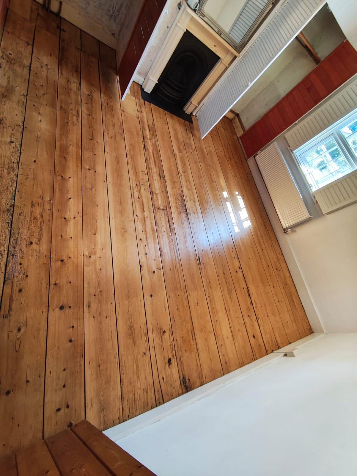 Original pine floorboards