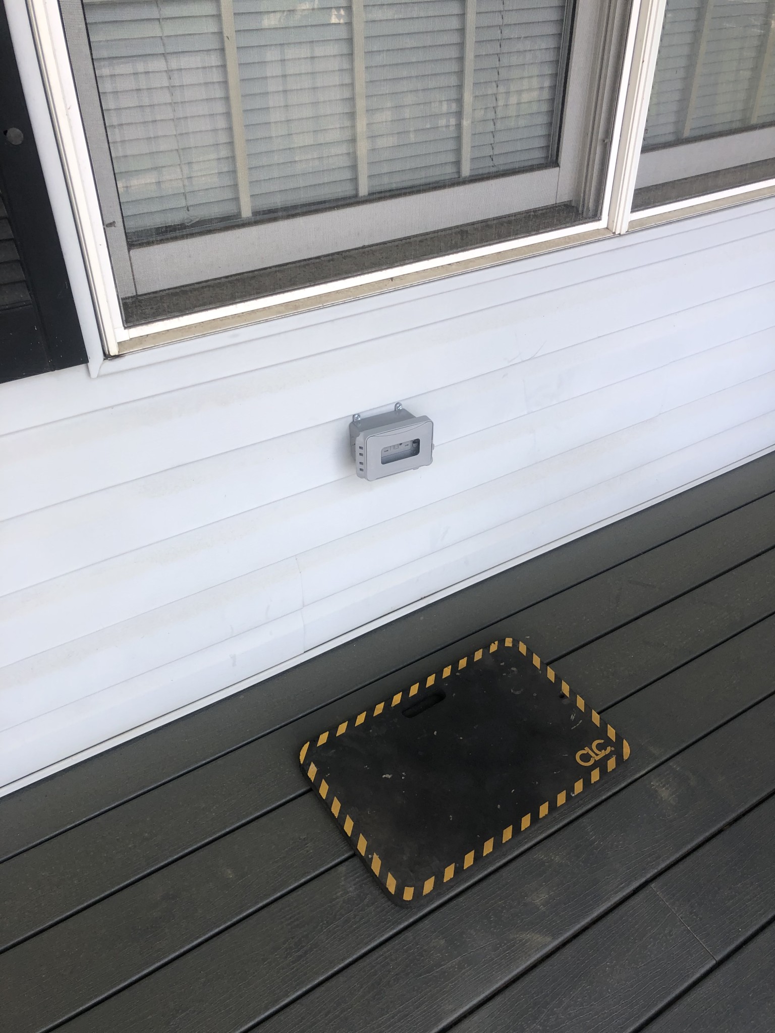 Install an outdoor rated (weather-resistant) Hubbell cover plate, electrical box and receptacle. All with GFCI protection. Client loved the matching colors. Another super day of electrical work!