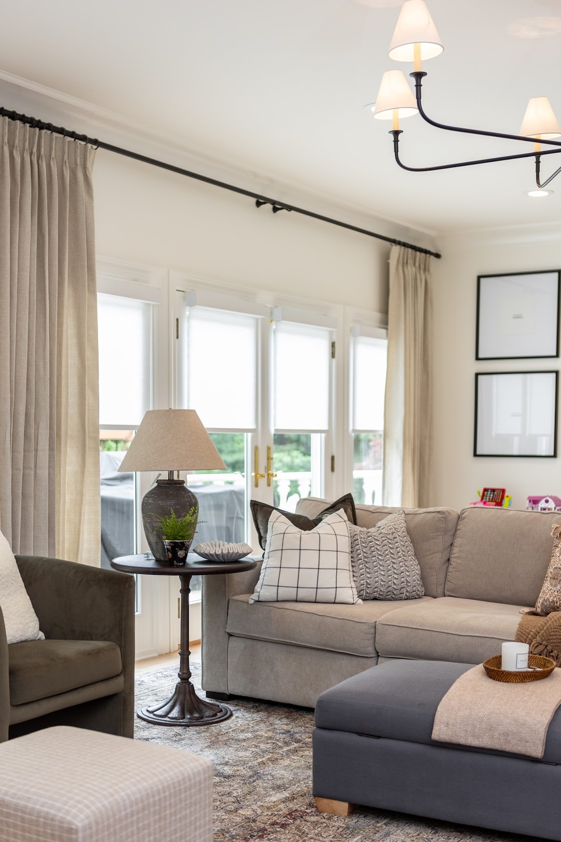 Crisp white Roller Shades and drapery that perfectly matches the rooms decor?!  The perfect pair for this home in Coltsneck, NJ