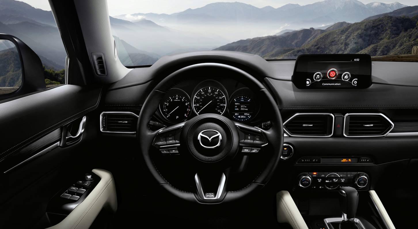 Interior of a Mazda vehicle.