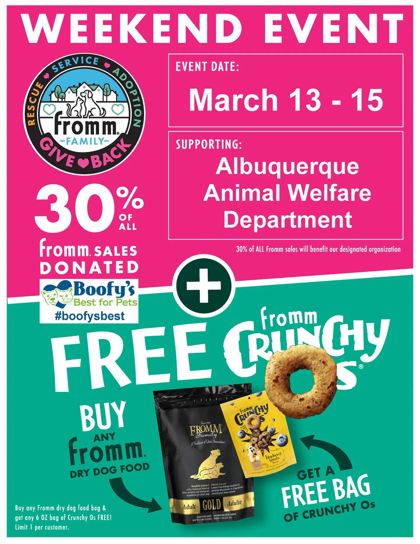 Image of Local Pet Event Fromm Give Back Weekend Fundraiser for ABQ Animal Welfare Nearby