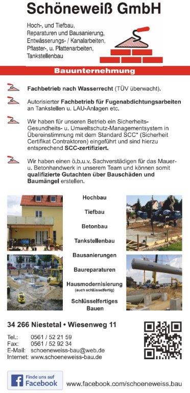 Schöneweiß GmbH Bauunternehmung, Wiesenweg 11 in Niestetal-Sandershausen
