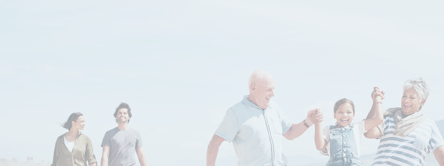 A multigenerational family on a walk together.