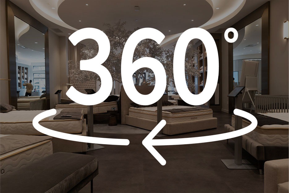 Interactive 3D virtual tour of the Saatva Viewing Room in Dallas, Texas.
