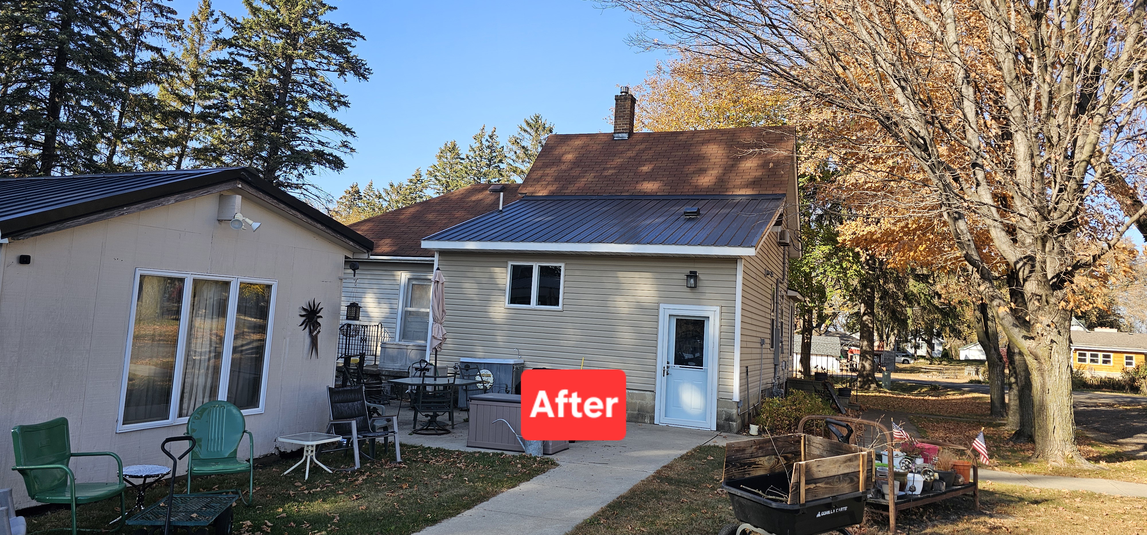 New roof over kitchen. new windows and doors with new siding. All new kichen.