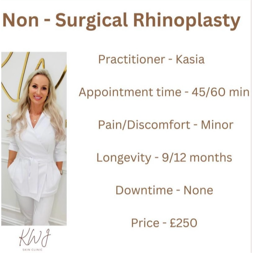 Non-surgical rhinoplasty service image for KWJ Skin Clinic, an aesthetic clinic in Horsham offering nose filler, liquid nose job treatments, dermal fillers and facial balancing.