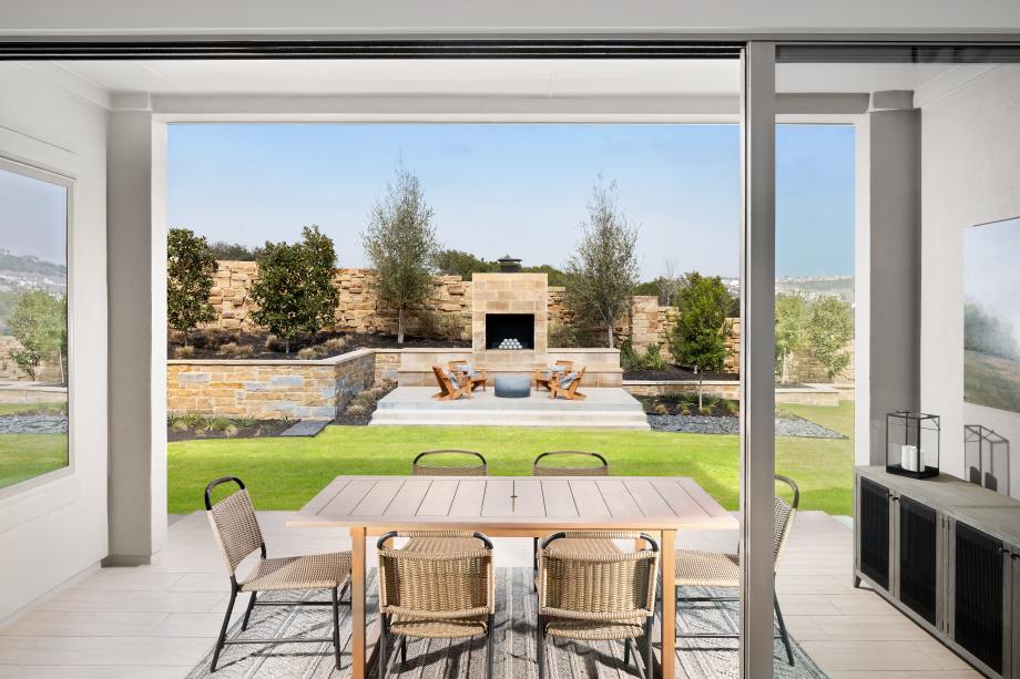 Expansive covered patios with multi-slide doors