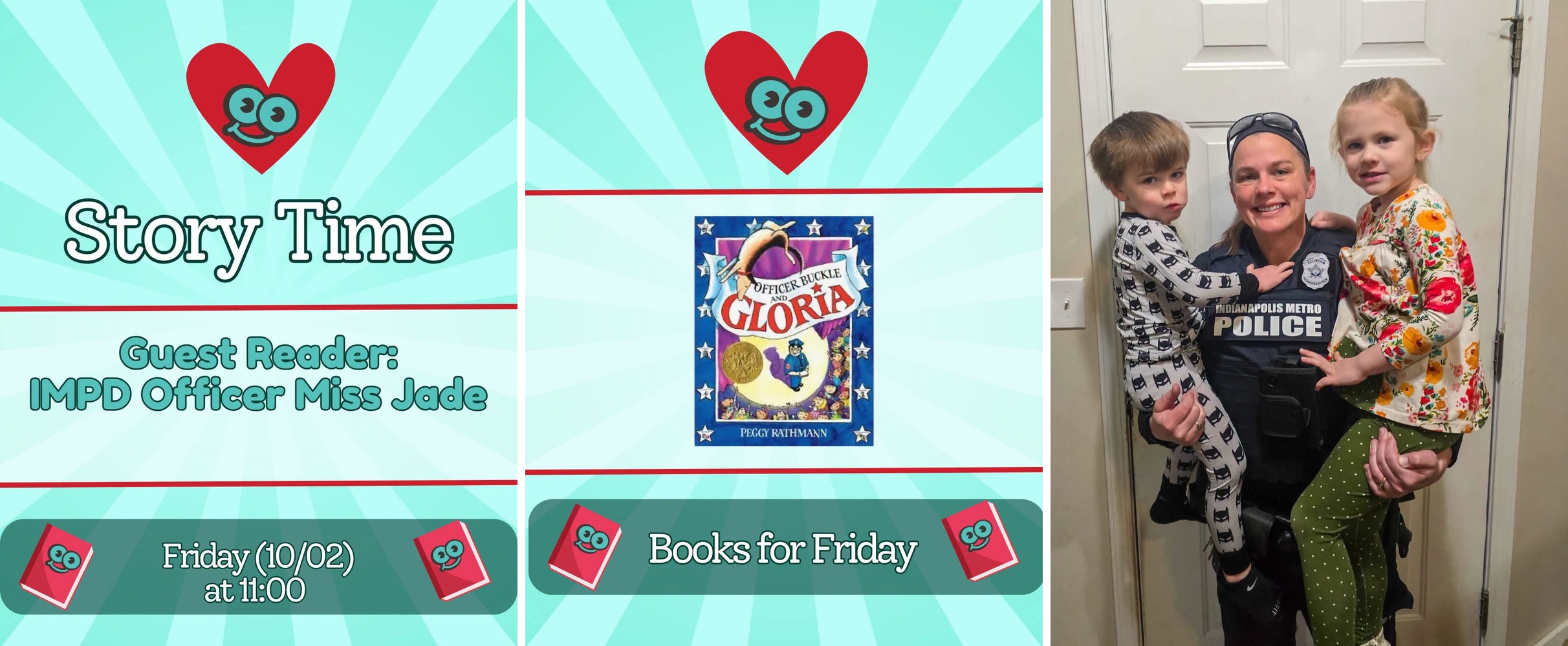 Join Toodleydoo Toys for Free Friday Story Time on October 2 at 11 AM! Guest reader Miss Jade, an IMPD officer, shares stories with young listeners. Stay afterward for creative fun at the craft table.