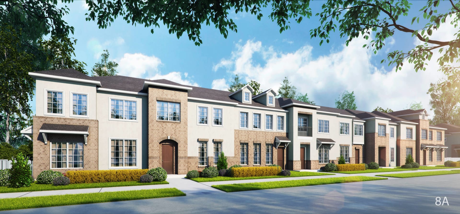 Elegant Exterior View Of The Townhomes The Residences at Rayzor Ranch Denton (972)584-0086