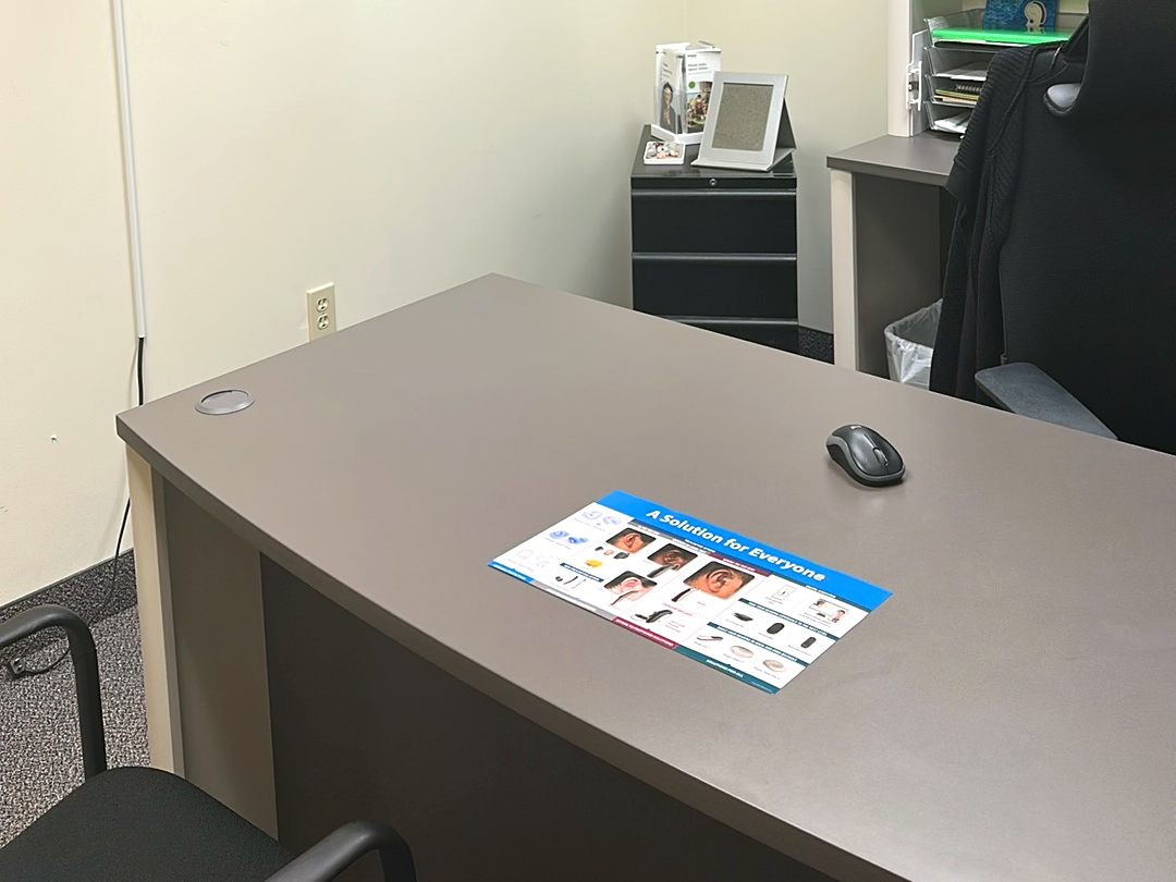 Interior photo of the consultation office for AudioNova hearing clinic in Grand Rapids, MI