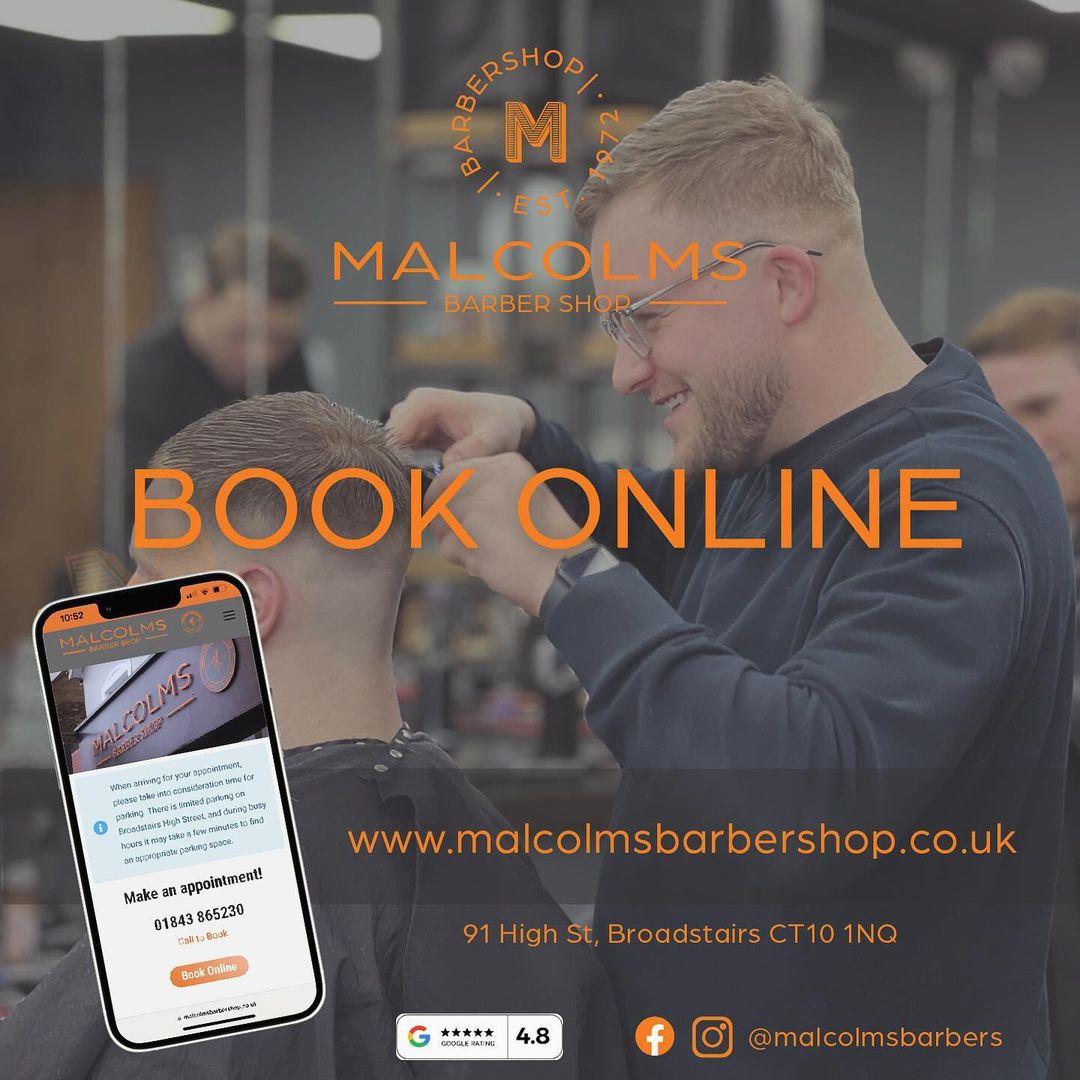 Malcolm's Barber Shop Graphic Design Nera Marketing Ramsgate 07902 380846