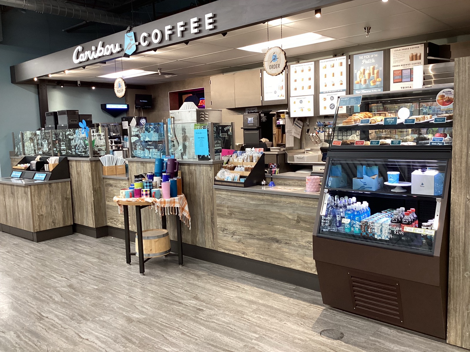 Storefront of the Caribou Coffee at 719 2nd Street in Chetek