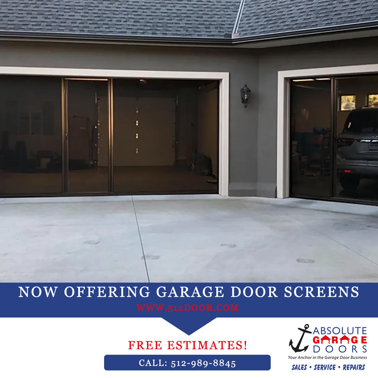 Georgetown TX  garage door screens by Absolute Garage Doors.