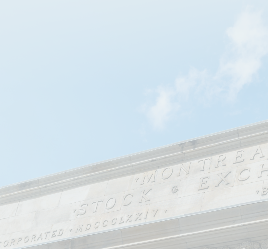 A close up of the Montreal Stock Exchange building.