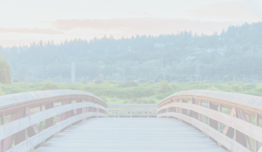 A picturesque bridge in Colony Farm Regional Park in Coquitlam, British Columbia.