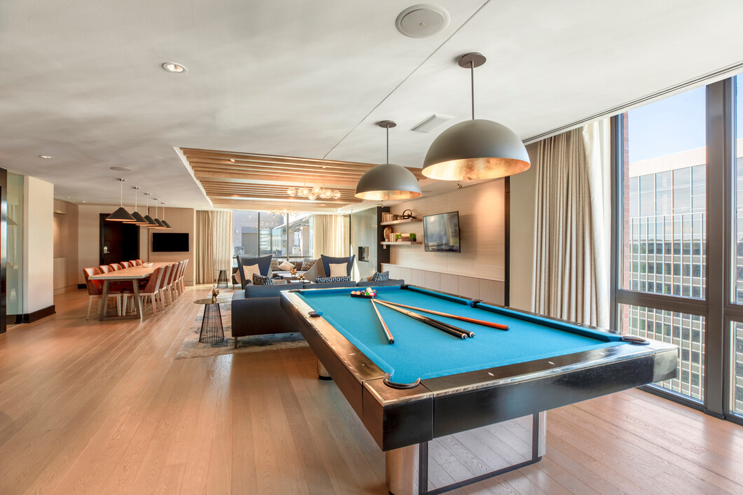 Billiards table to enjoy with friends and neighbors