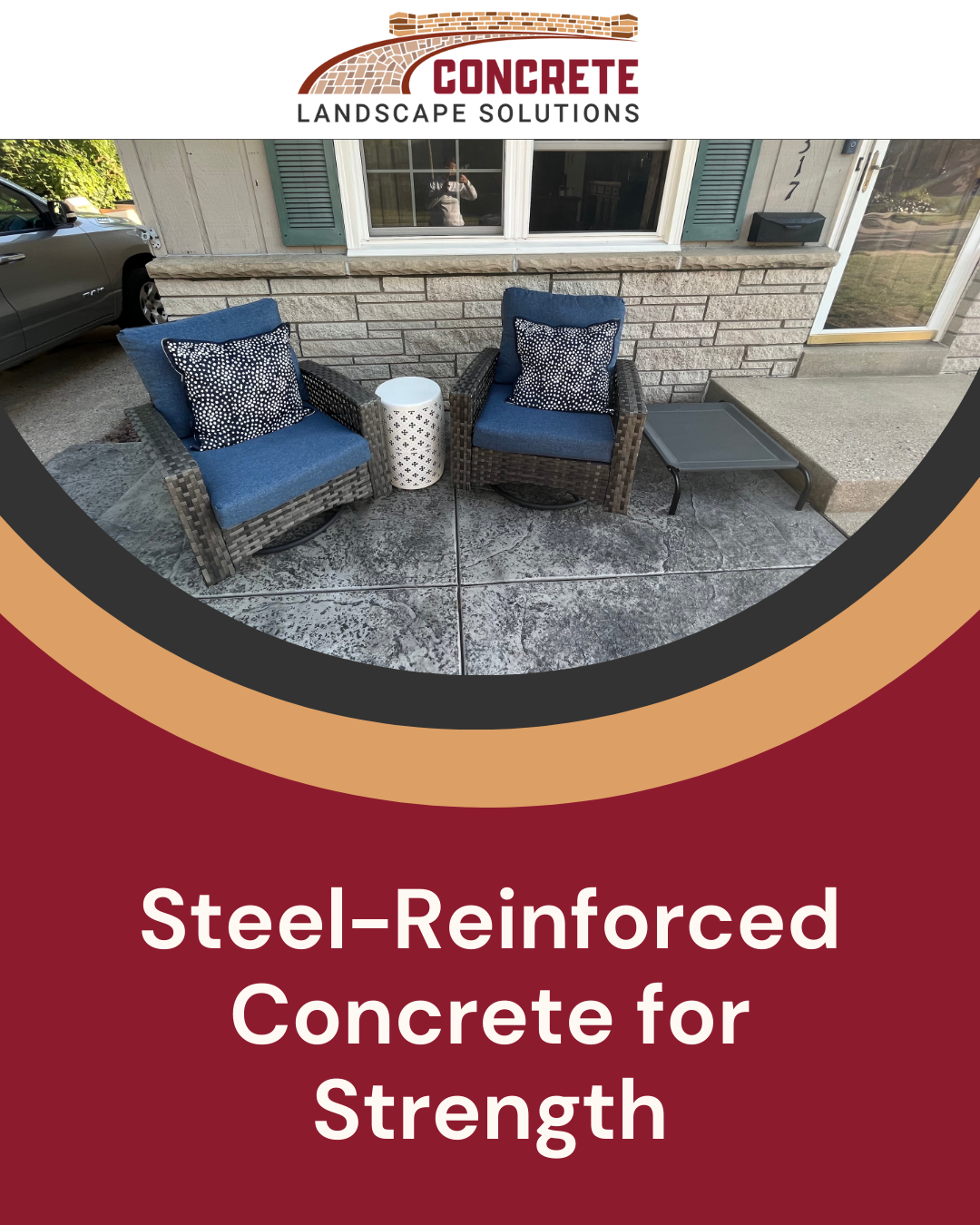 Steel-reinforced concrete installation photo highlighting added strength and durability for long-lasting hardscape projects.