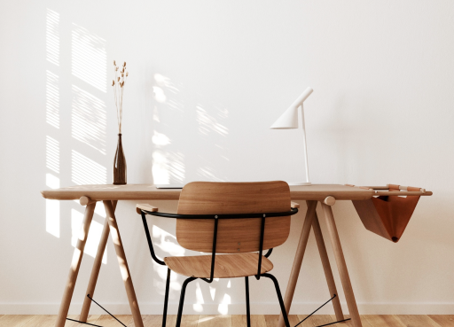 Neatly arranged desk in a home office.