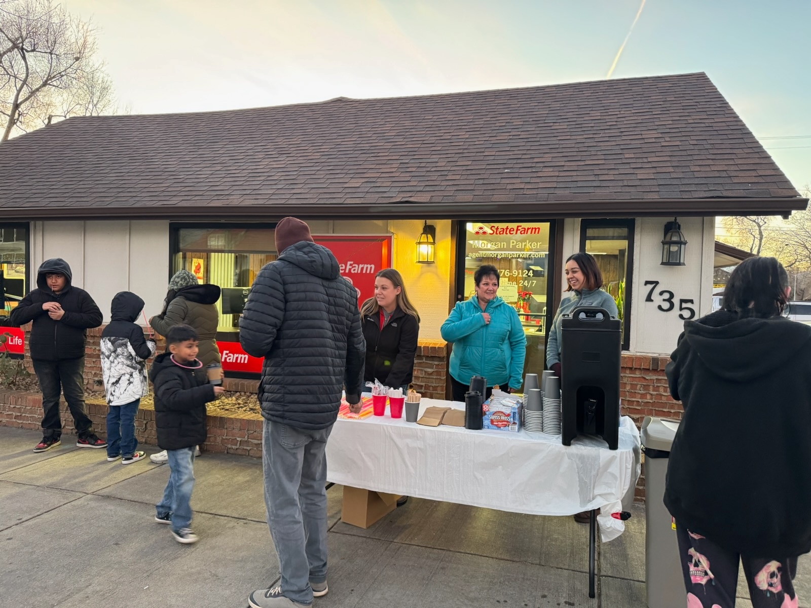 The Morgan Parker State Farm Insurance team was out serving hot cocoa. Come by anytime for a free insurance quote and maybe a treat!