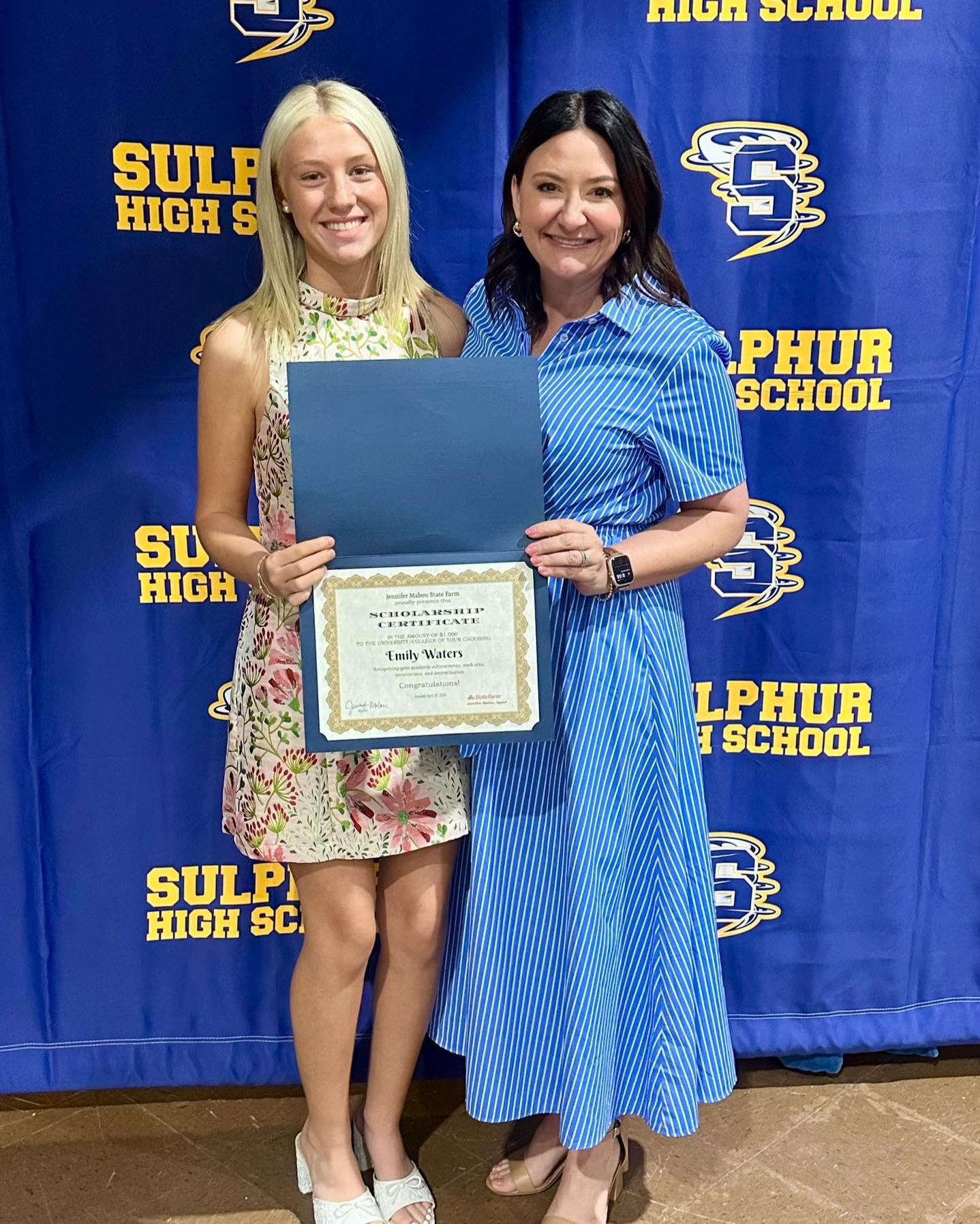 I am so honored to announce the 2026 recipient of the Jennifer Mabou State Farm Scholarship. Congratulations to Sulphur High senior Emily Waters, an incredible young woman with such a bright future ahead. We are excited to see all the amazing things you accomplish.