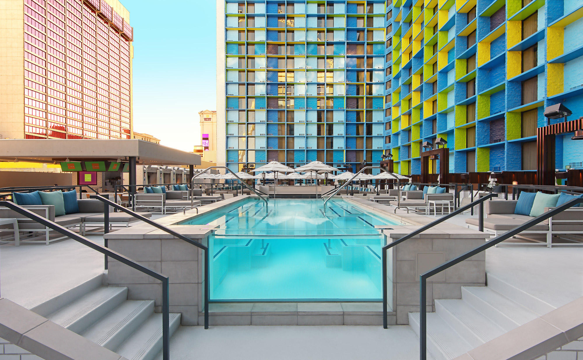 The Linq Hotel outdoor pool for all summer pool season enjoyment. Pool season is May to October.