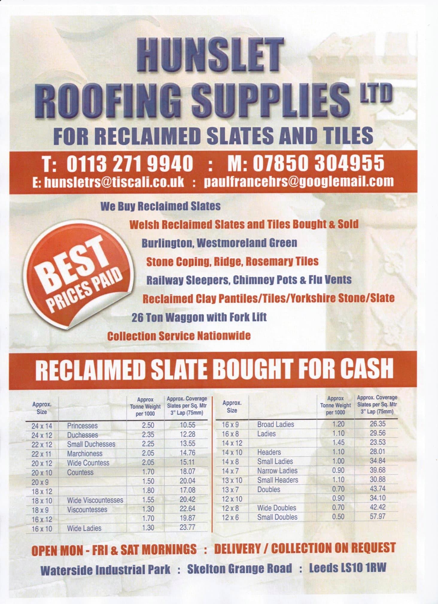 Hunslet Roofing Supplies Ltd Leeds 01132 719940