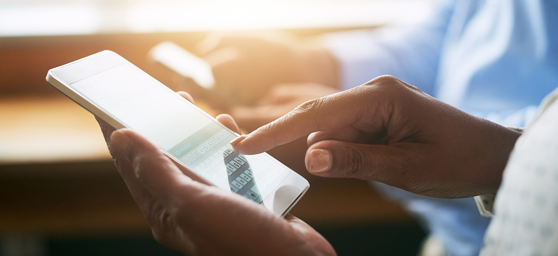 A client accessing their account information on their mobile device.