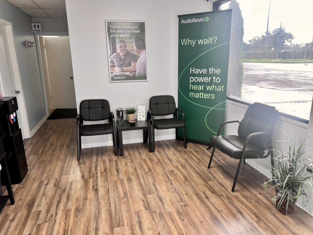 Interior photo of the entryway for AudioNova hearing clinic in Tavares, FL