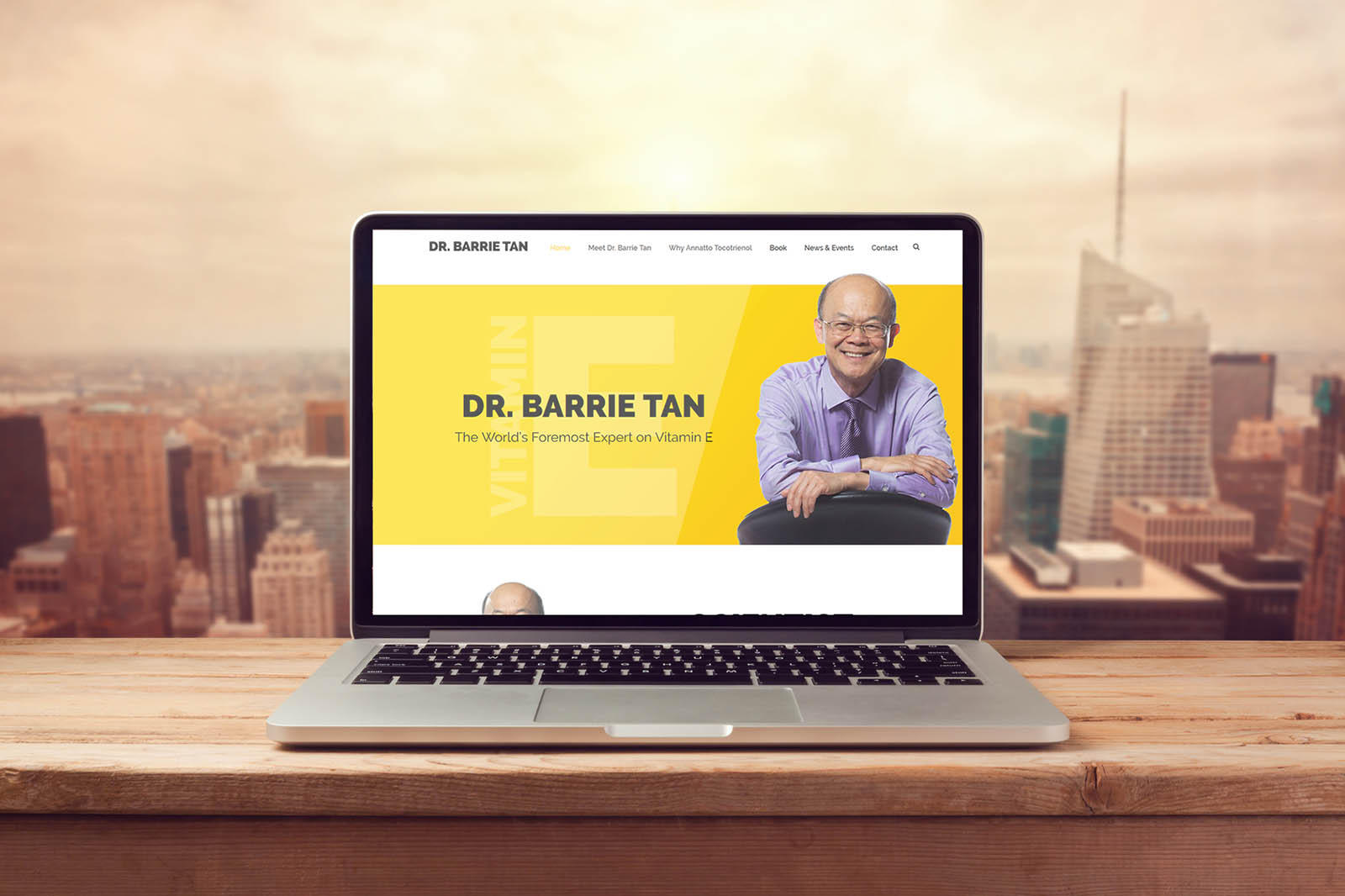 Laptop Mockup of website design for Dr. Barrie Tan