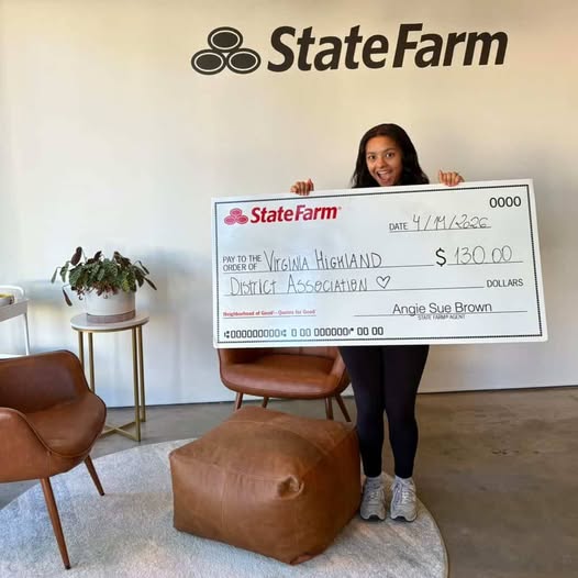 The Angie Sue Brown State Farm team is proud to support our community! In the month of February, we donated $10 for every Google review we received to the Virginia Highland District Association. A huge thank you to everyone who took the time to leave a review and helped us give back!