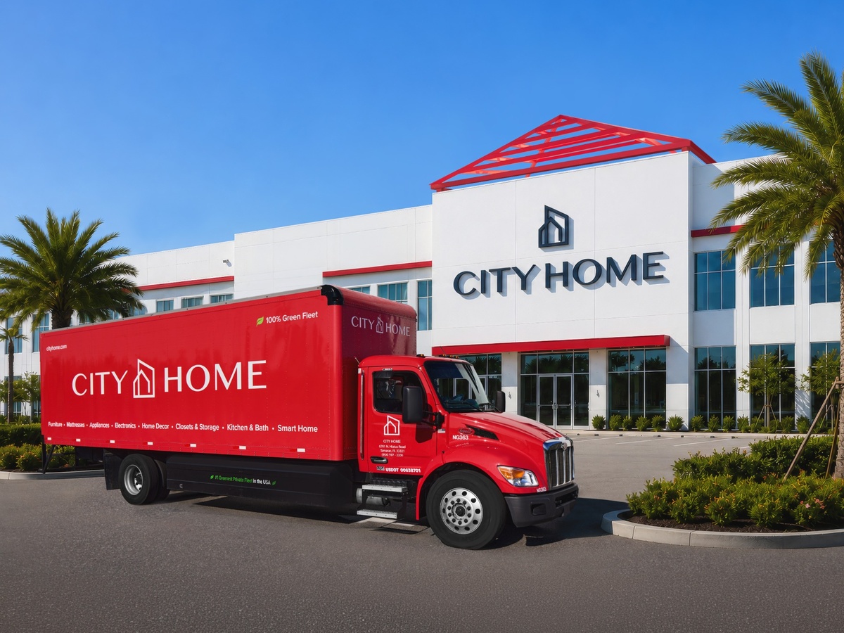 CITY HOME showroom exterior with updated CITY HOME signage