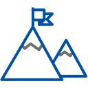 Flag on top of mountain icon.