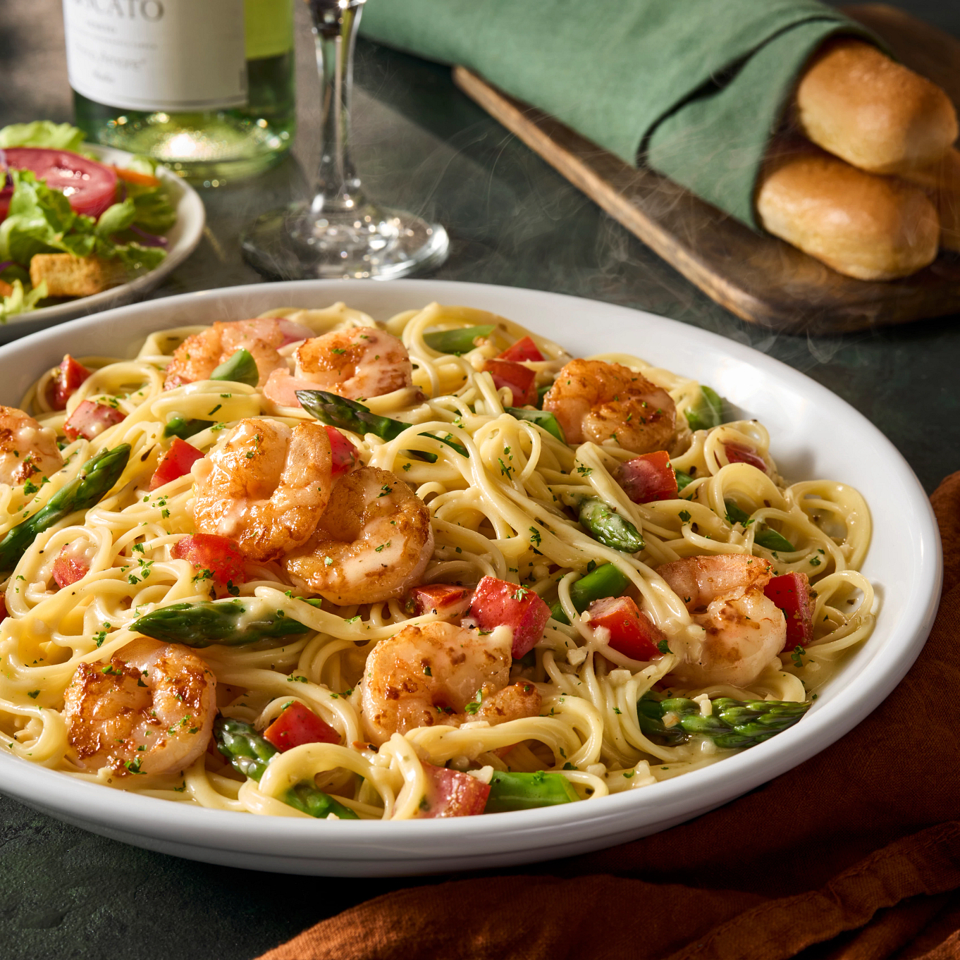 Shrimp Scampi: Lighter take on an Italian classic! Shrimp sautéed in a garlic sauce, tossed with asp Olive Garden Italian Restaurant Weatherford (817)599-4207
