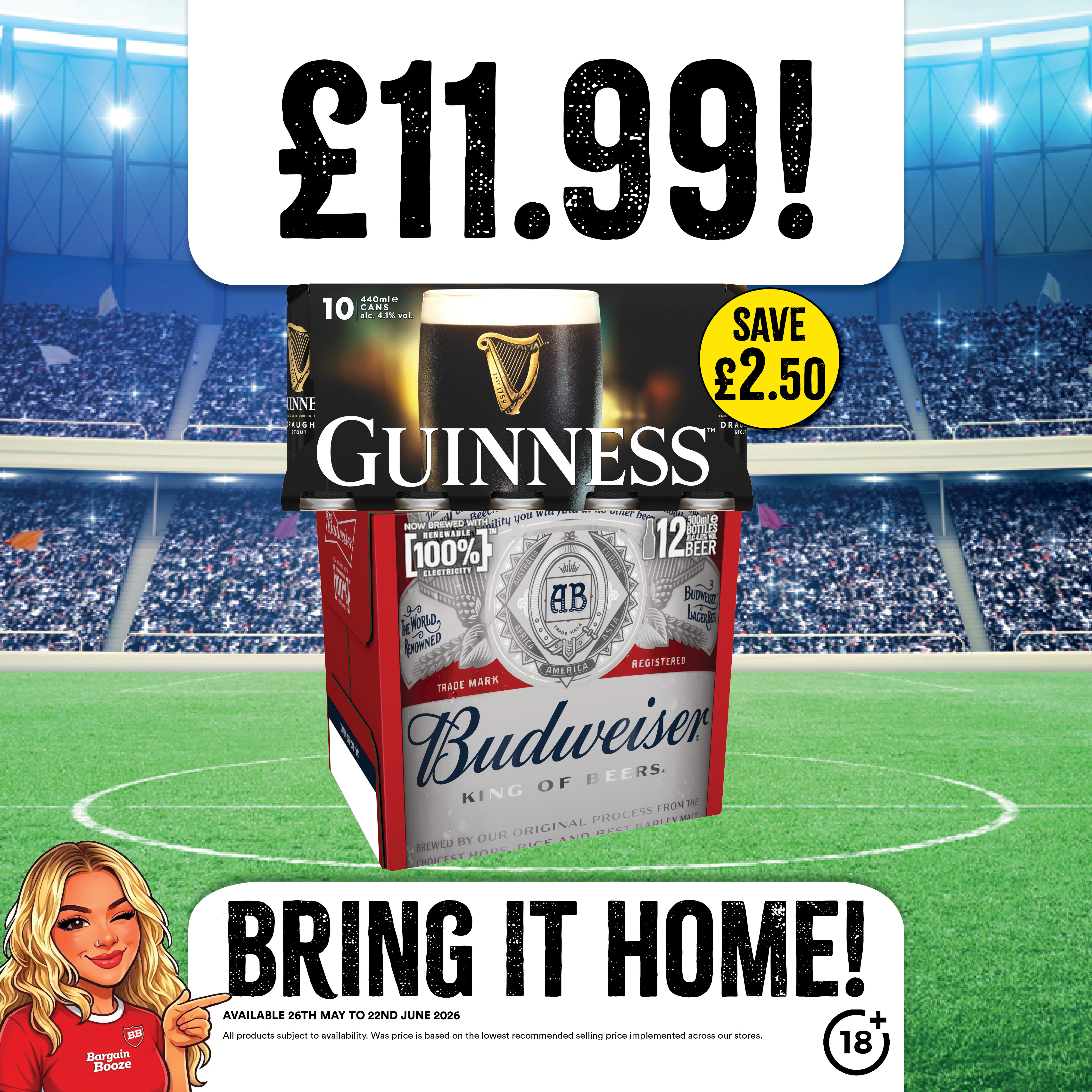 &pound;11.99 each on beer packs