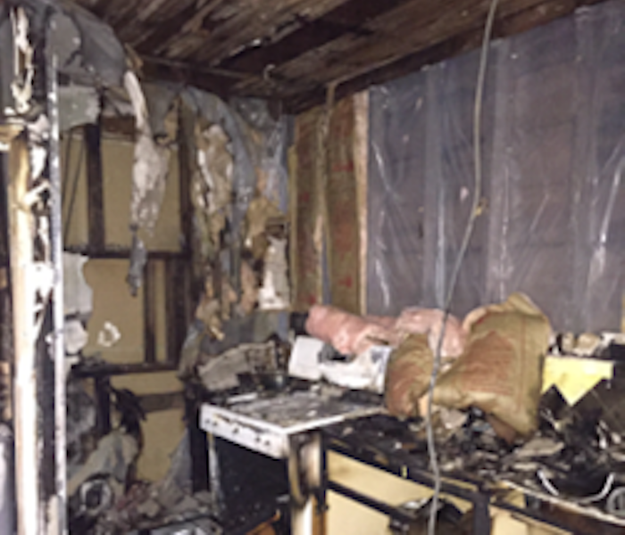 Fire damage to this cutler bay kitchen originated from a candle that was left burning into the night. You can see in the photo just how much devastation the kitchen area suffered. Thankfully, no one was hurt.