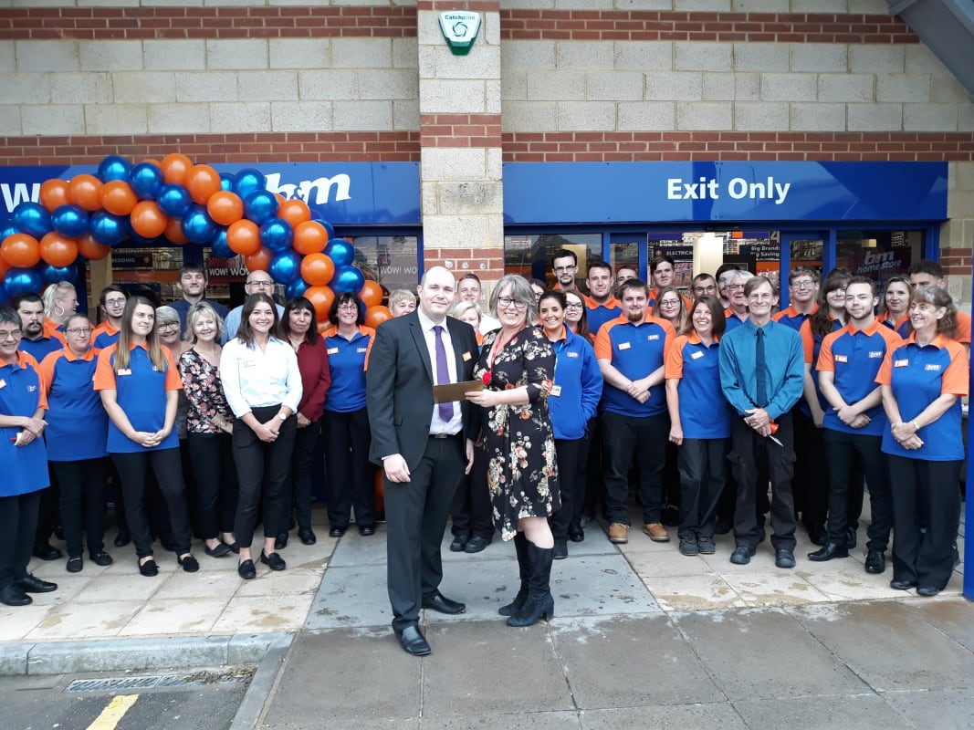 Jane from local charity Springboard was B&M Hathaway Retail Park's VIP guest at its store opening. She received £250 worth of B&M vouchers on behalf of the charity.