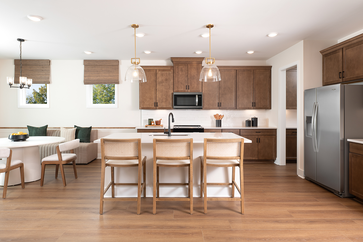 Open kitchen leading to gathering area at Glenview Farms new construction community in Murfreesboro, TN