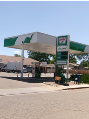 Sinclair gas station fueling island
