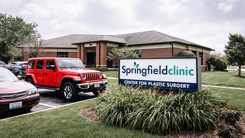 Exterior signage of single-story brick medical office building in Springfield, Illinois. Abigail M. Cochran, MD Springfield (217)793-3019