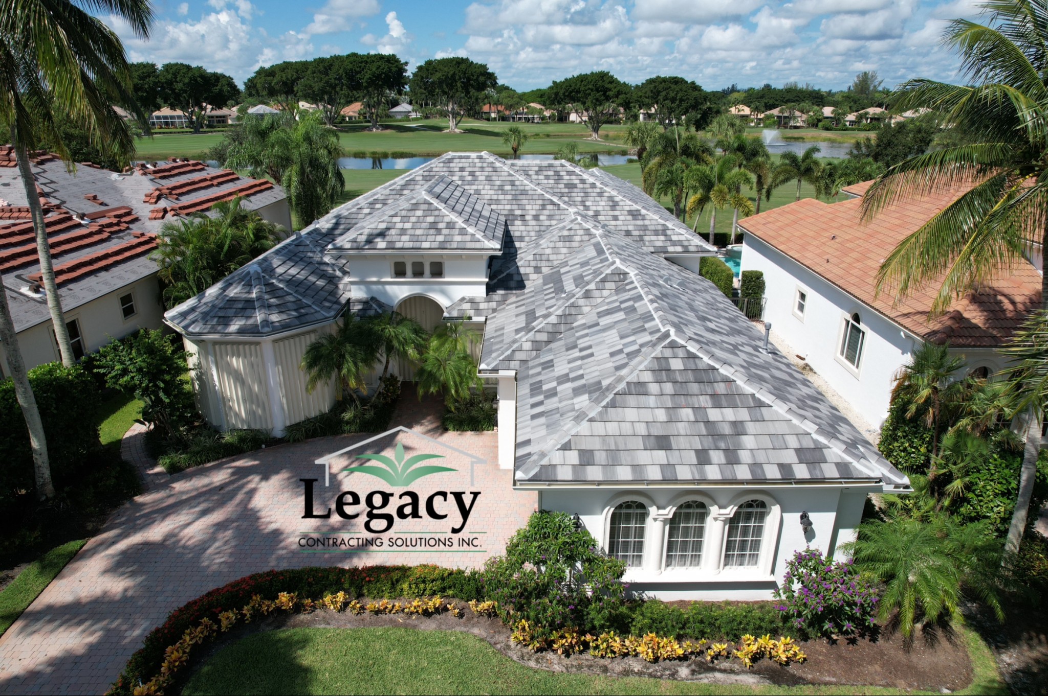We installed flat tiles from Eagle for this roof replacement. This tile color is called Grays Peak Range.