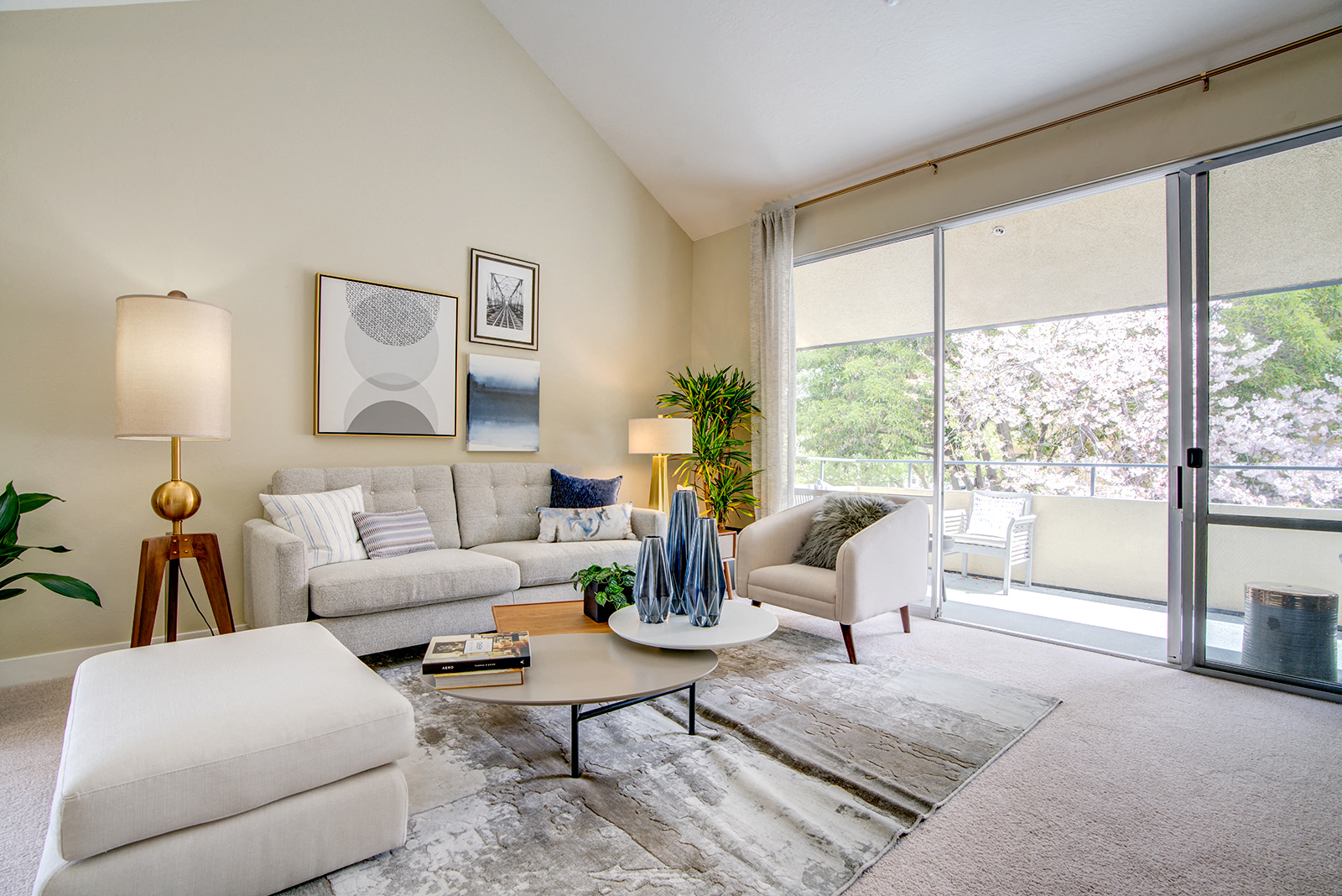 Living area with sliding glass doors to patio