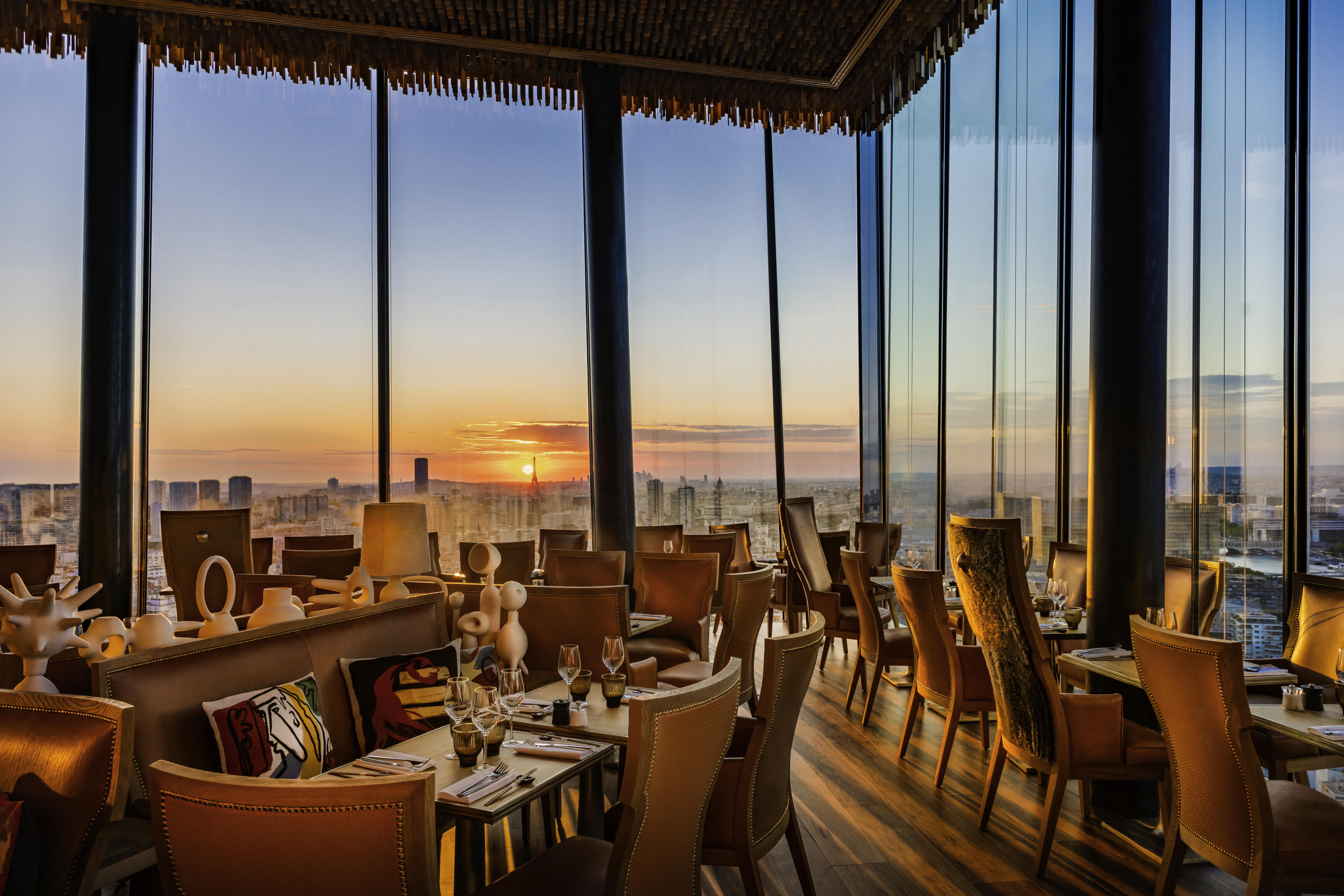 Luxury restaurant with a view on sunsetting