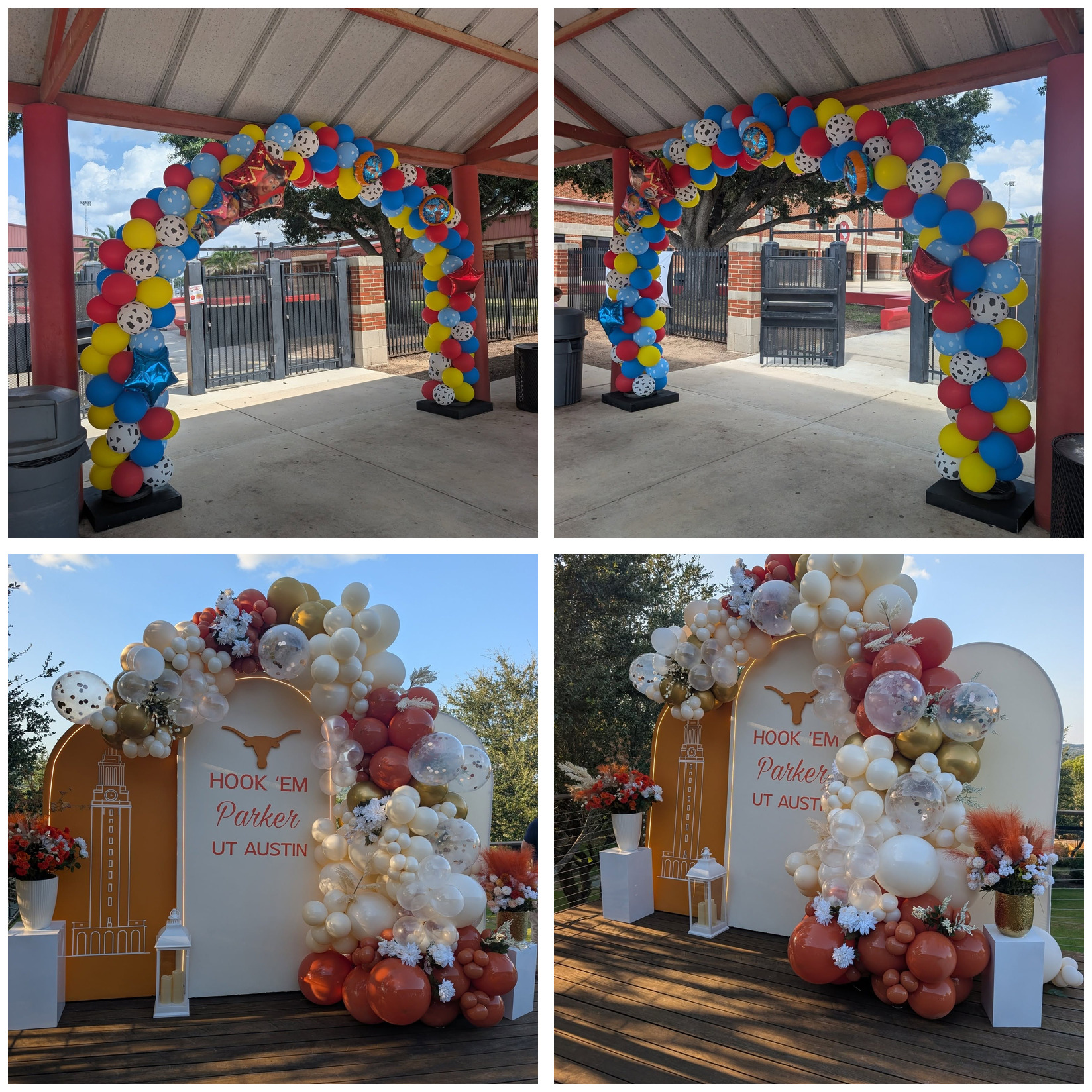 Creative balloon design and delivery featuring colorful themed arches and elegant custom displays fo 