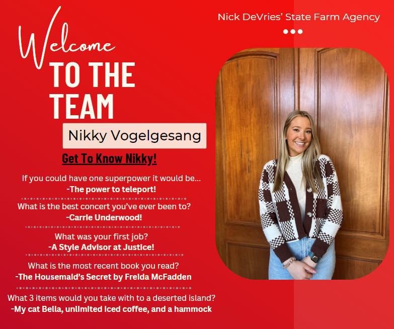 Happy Employee Appreciation Day!

Introducing our Monthly Spotlight to get to know our team, Nikky i Nick DeVries - State Farm Insurance Agent Eagan (651)454-2374