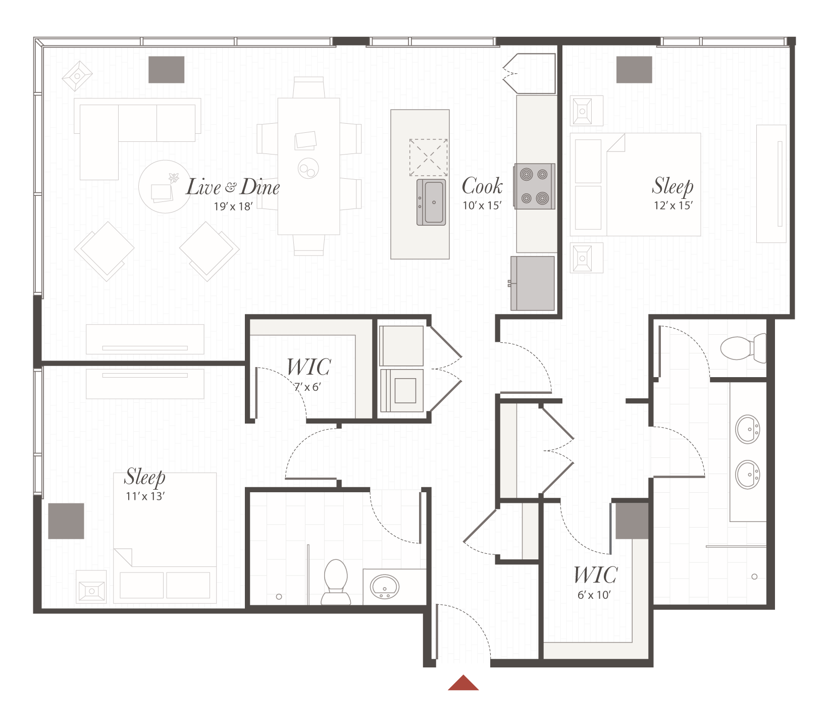 Encore X2 2 Bedroom Apartment Floor Plan