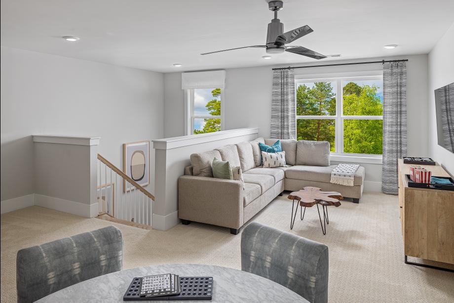 A generous loft offers versatile living options