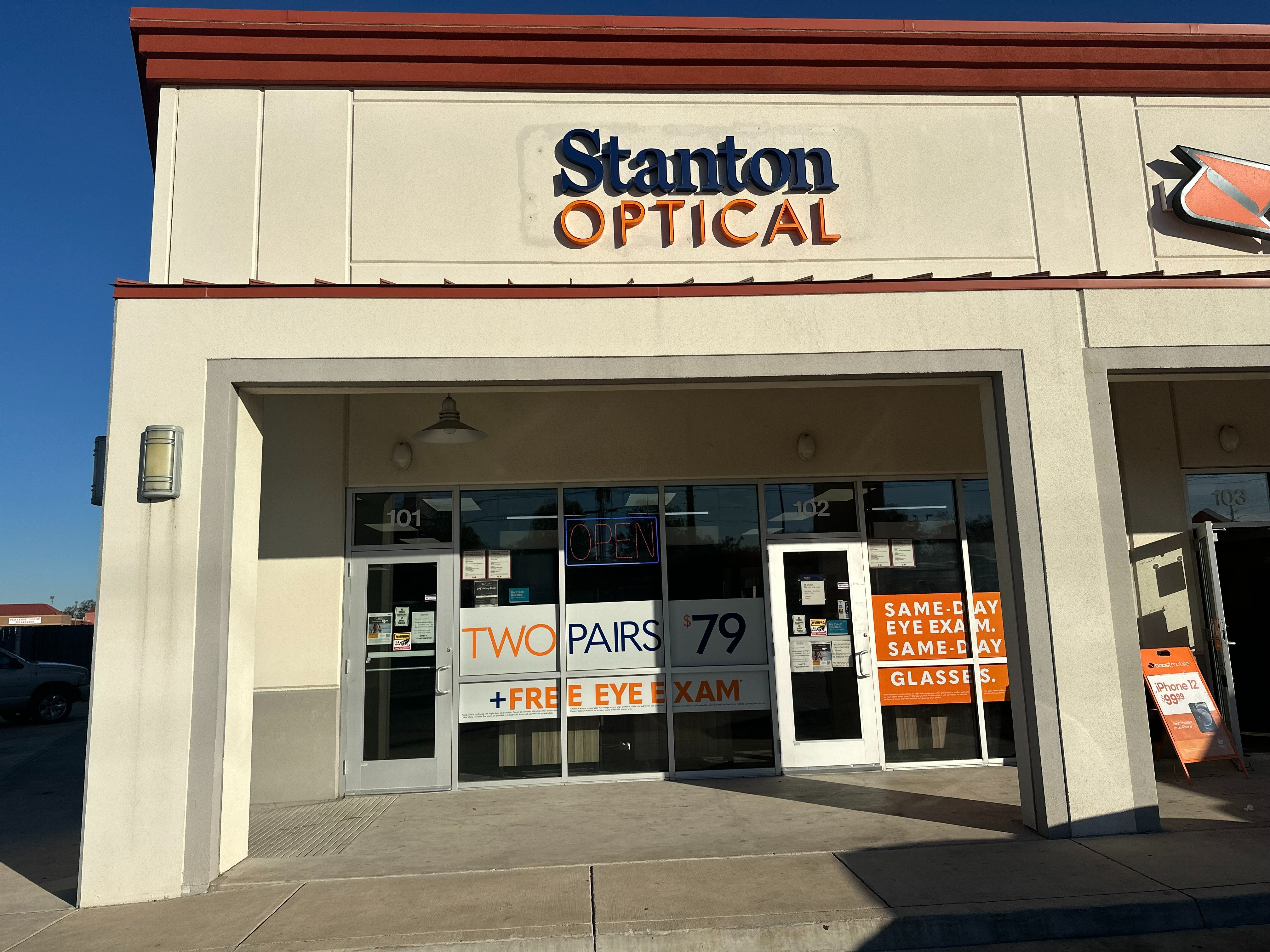 Storefront at Stanton Optical Store San Antonio TX 78237