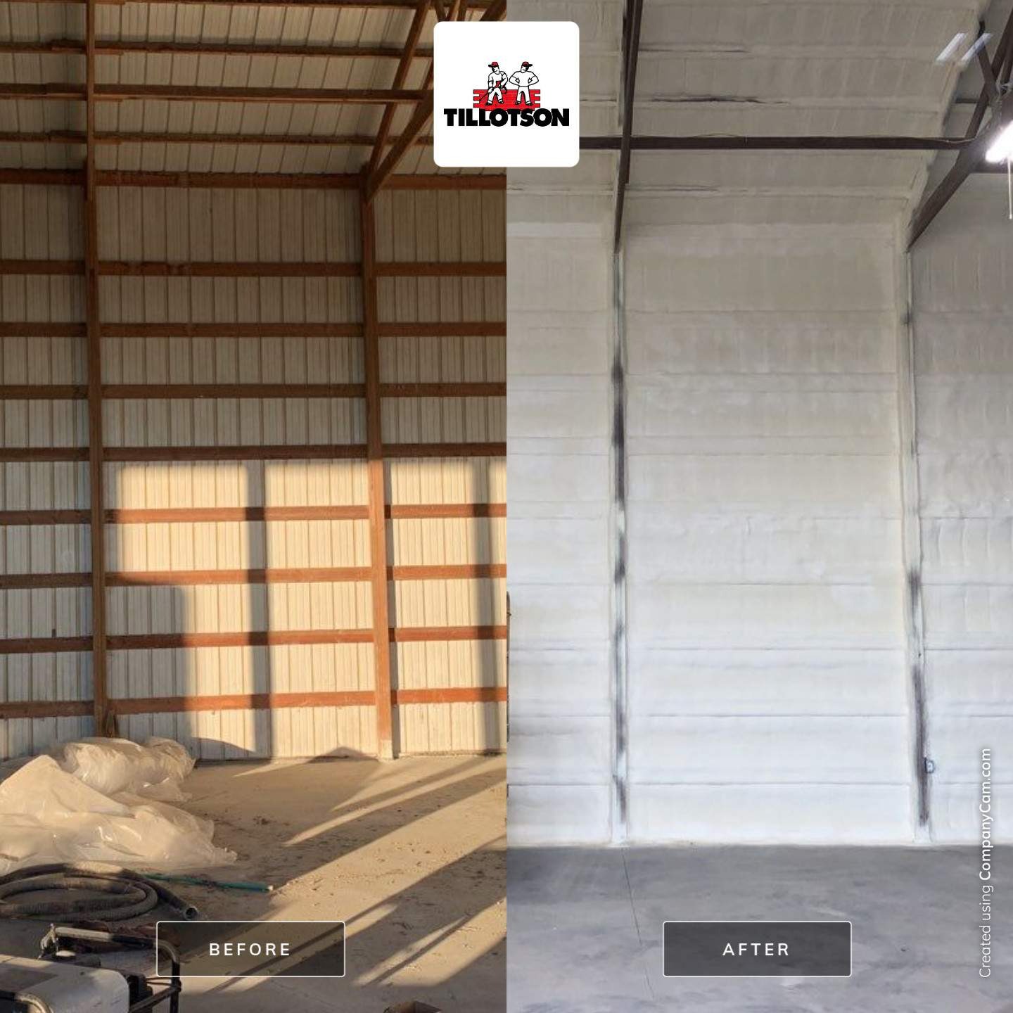 spray foam insulation before and after photo