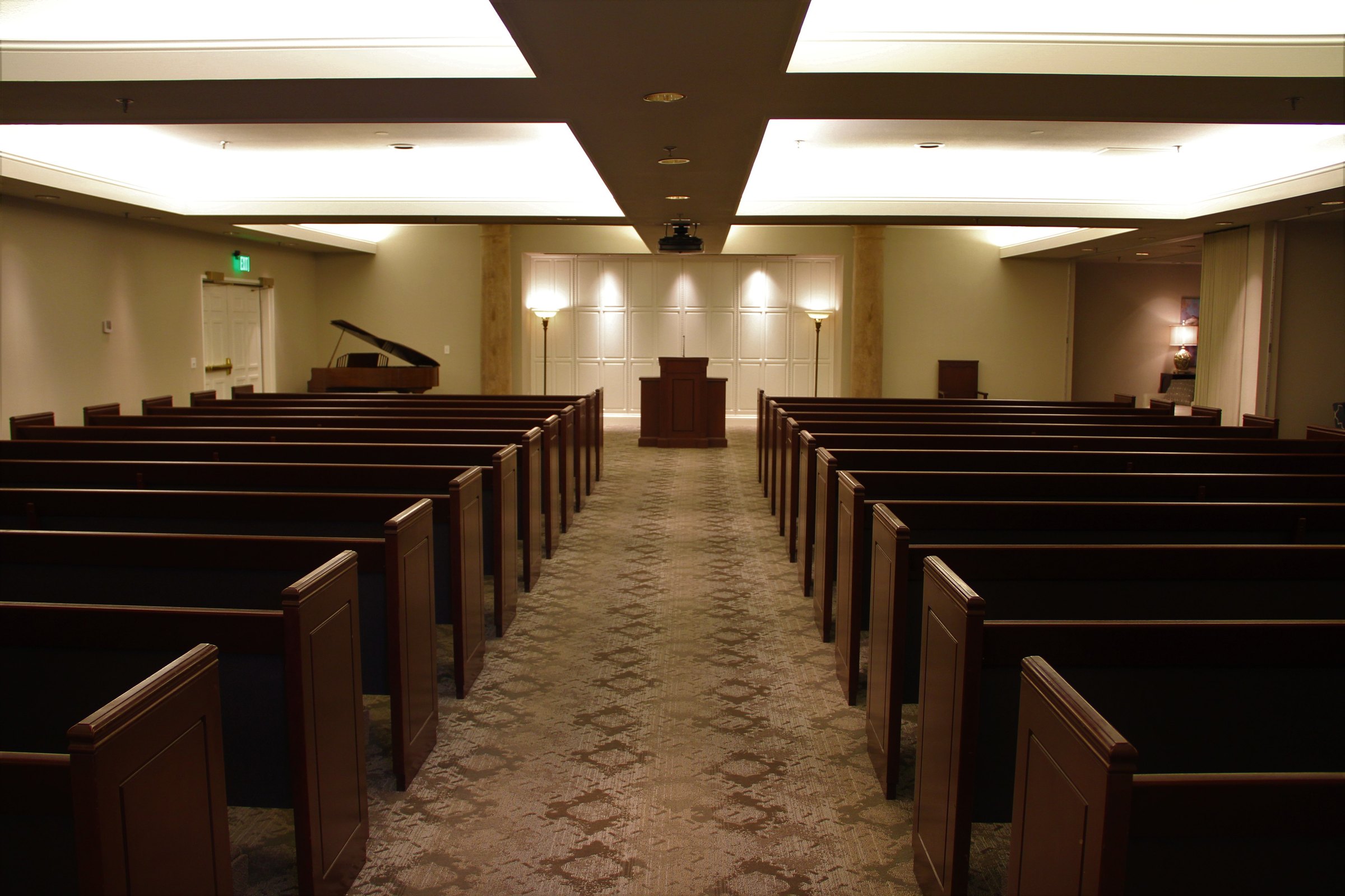 Funeral and memorial services are held in this chapel at the Rescue funeral home.